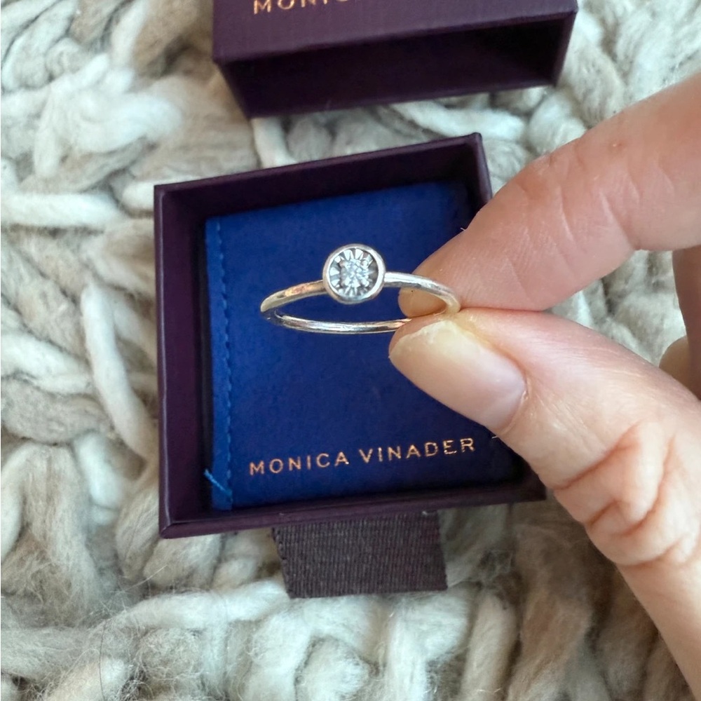 Monica Vinader Silver Ring with Sparkling Center